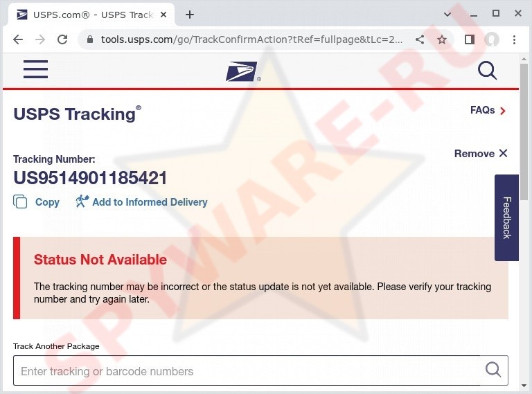 US9514901185421- A Scam Tracking Message That You Should Know
